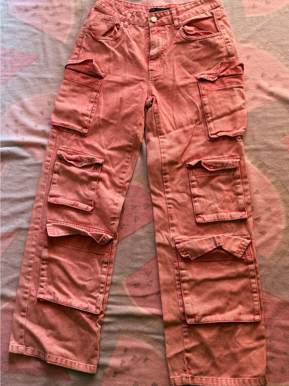 American Eagle Outfitters Pink Cargo Straight-Leg Jeans